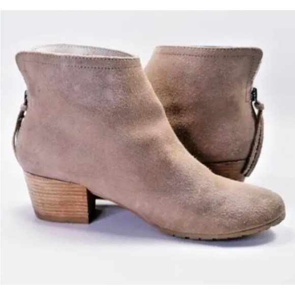 Womens Kenneth Cole Reaction Sz 8.5 Pil Age Ankle Booties Boots Tan Leather Zip - Picture 1 of 10